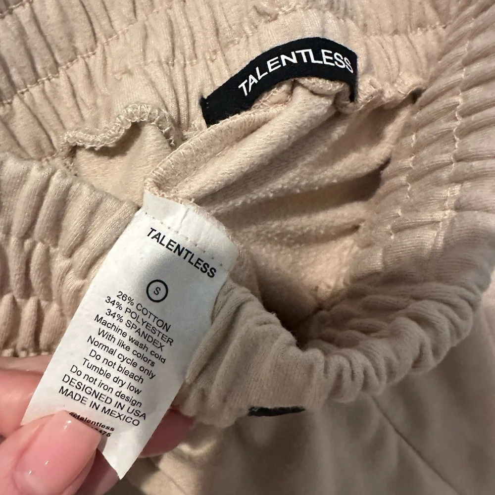 TALENTLESS High Waist Beige Lounge Shorts - Picture 5 of 6